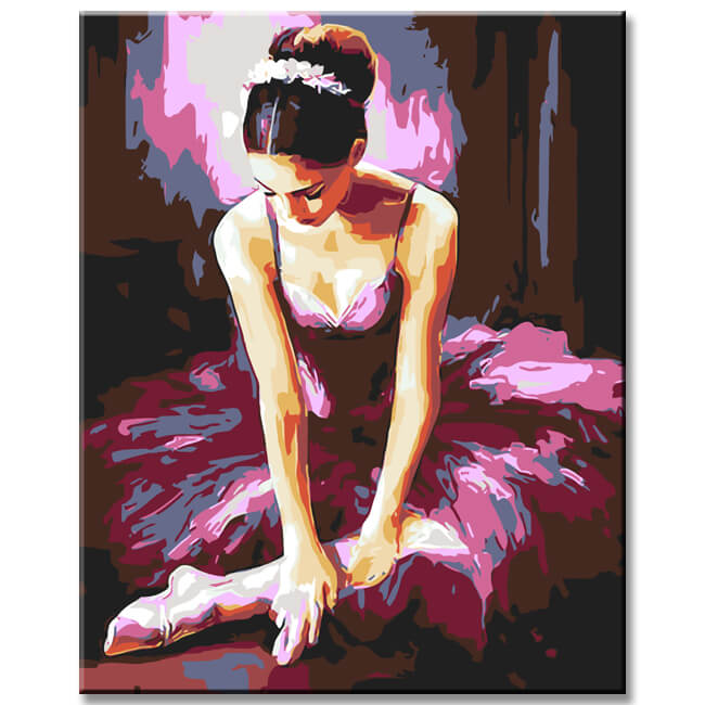 Malen nach Zahlen Bilder Balletttanzerin im Lila Kleid