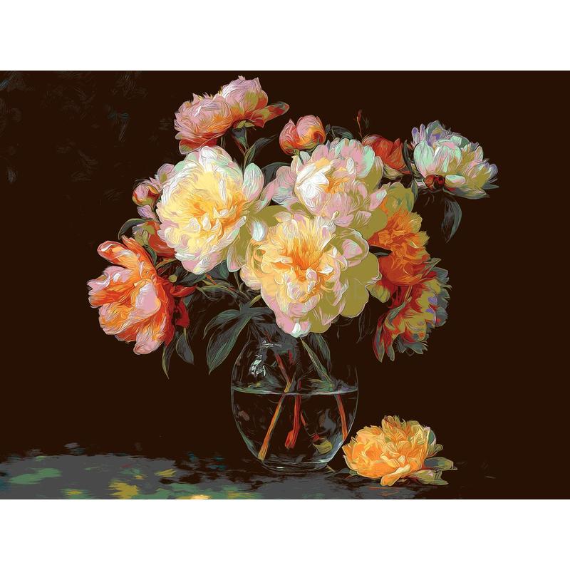 Grind nach Zahlen Weißrosa Blumenstrauss