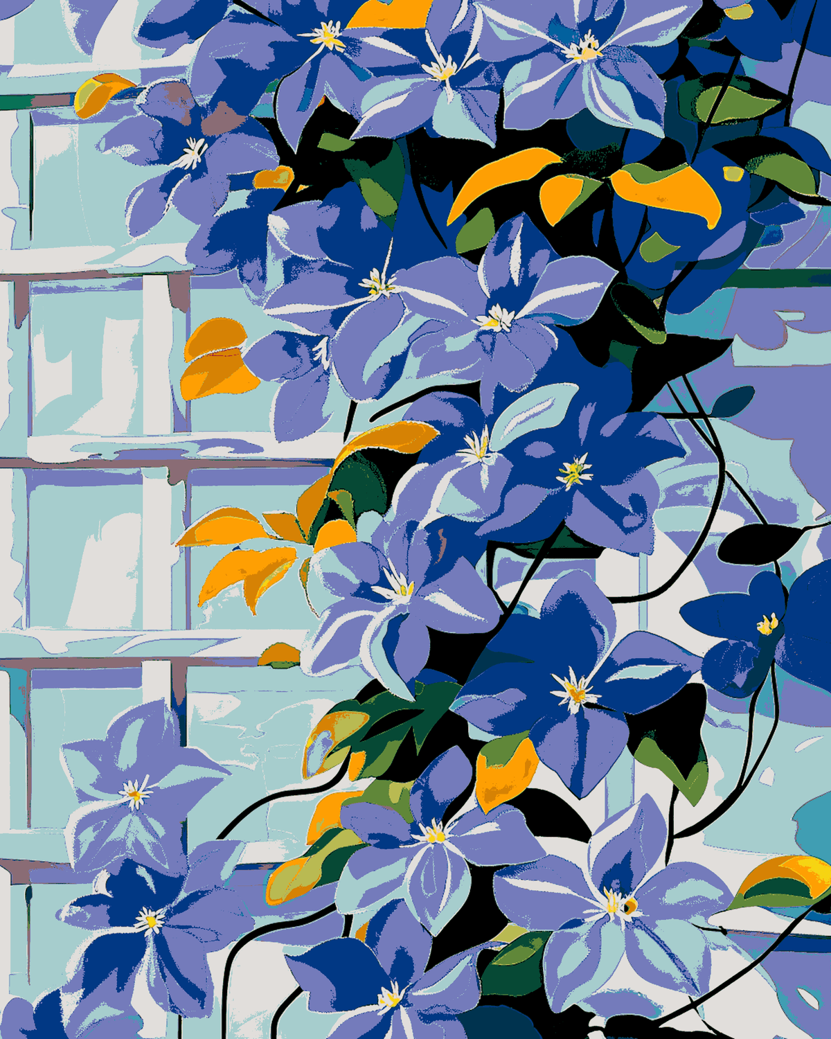 Grind nach Zahlen Rankpflanze blaulila