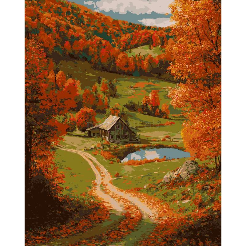 Mill nach Zahlen Landschaft mit Bauernhaus