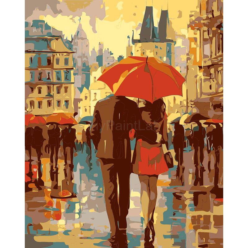 Painting by Numbers Pictures Lovers under Umbrella