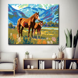 Grind nach Zahlen Pferde auf der Wiese