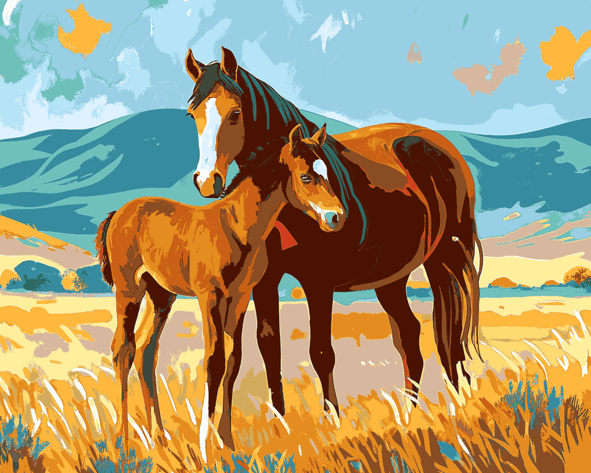 Grind after Zahlen Pferd und Fohlen