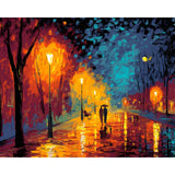 Malen nach Zahlen Bilder Allee im Regen