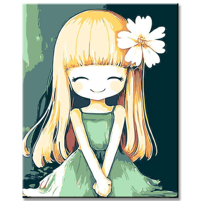 Malen nach Zahlen Little Princess mit HaarBlumen