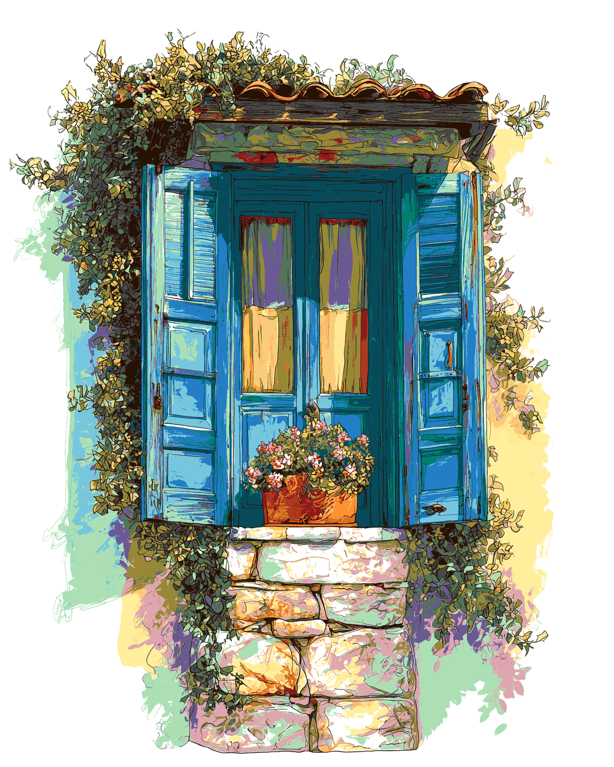 Grind nach Zahlen Blumen Rosenranken