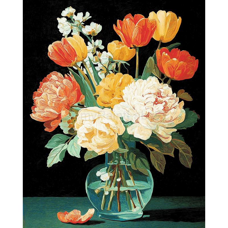 Grind nach Zahlen Bunter Blumenstrauss