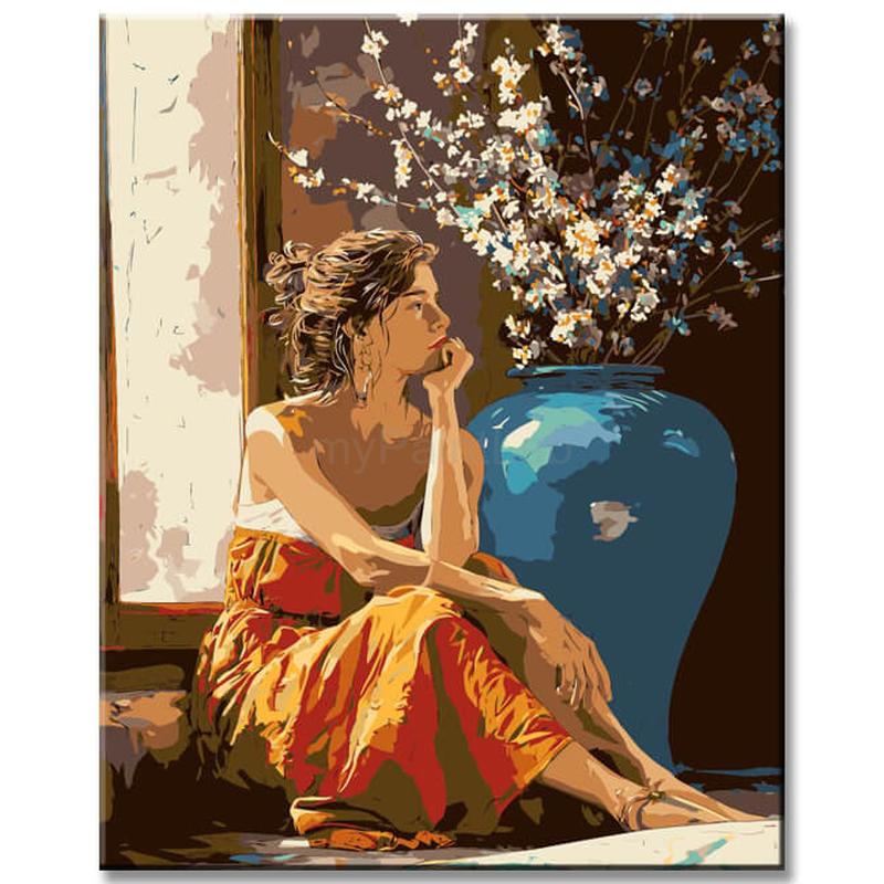 Painting by Numbers Woman in Thoughts