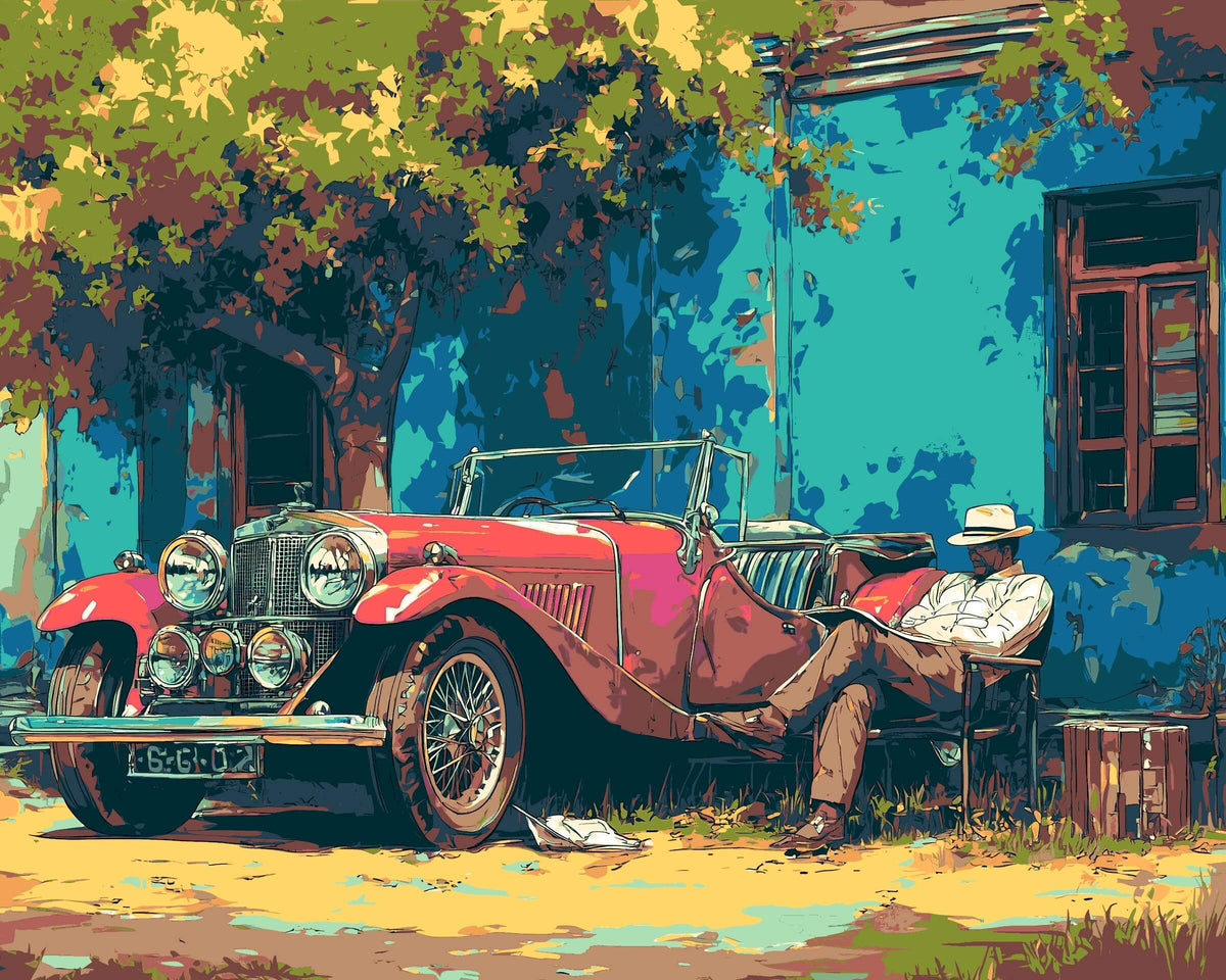 Grind after Zahlen Bauer und Oldtimer