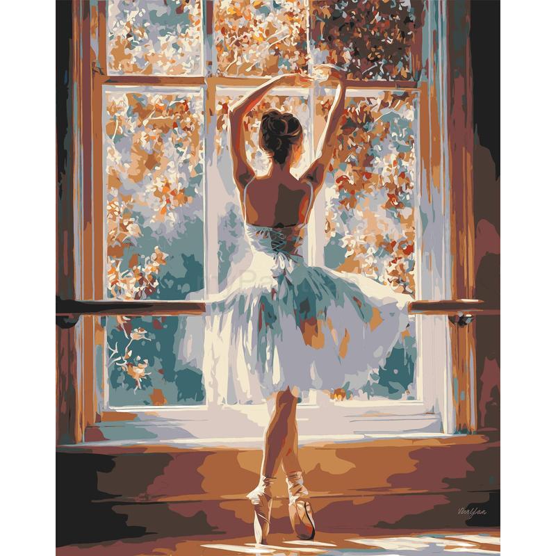 Grind after a picture of ballet dance on the stage