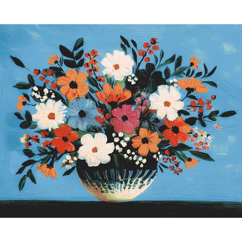 Grind nach Zahlen Blumen Blumenstrauß weiß/blau