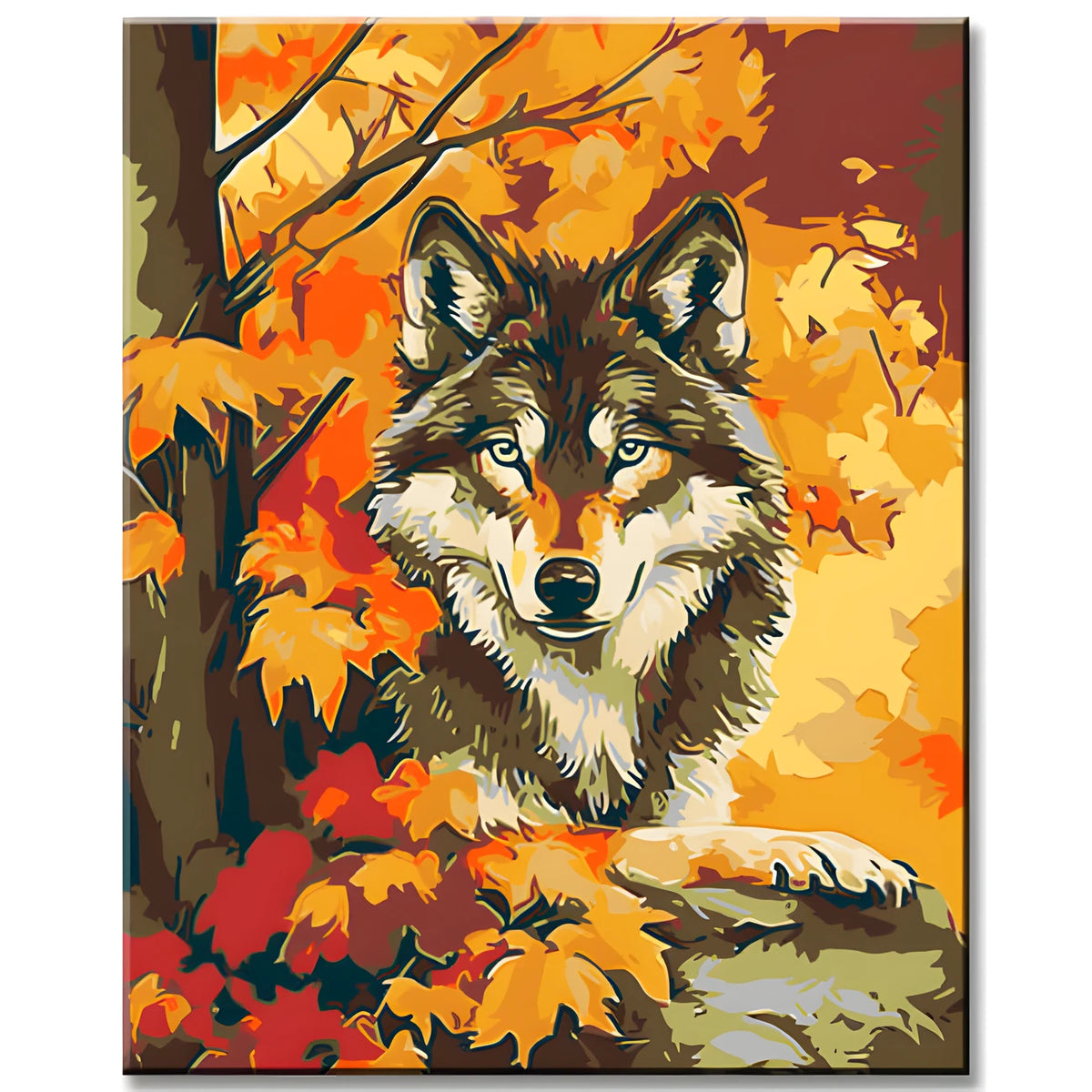 Malen nach Zahlen Tierkunst Wolf im Herbstlaub