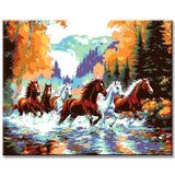 Malen nach Zahlen Tiere Pferde im wasser