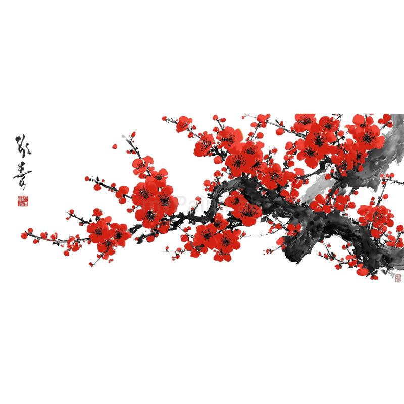 Grind nach Zahlen Chinamotiv Blumen