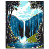 Malen nach Zahlen Bilder wasserfall im gebirge