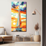 Malen nach Zahlen Segelboot im Sonnenuntergang