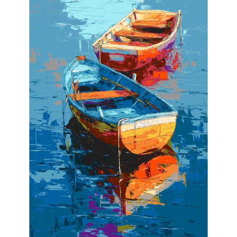Grind nach Zahlen Boote auf dem See