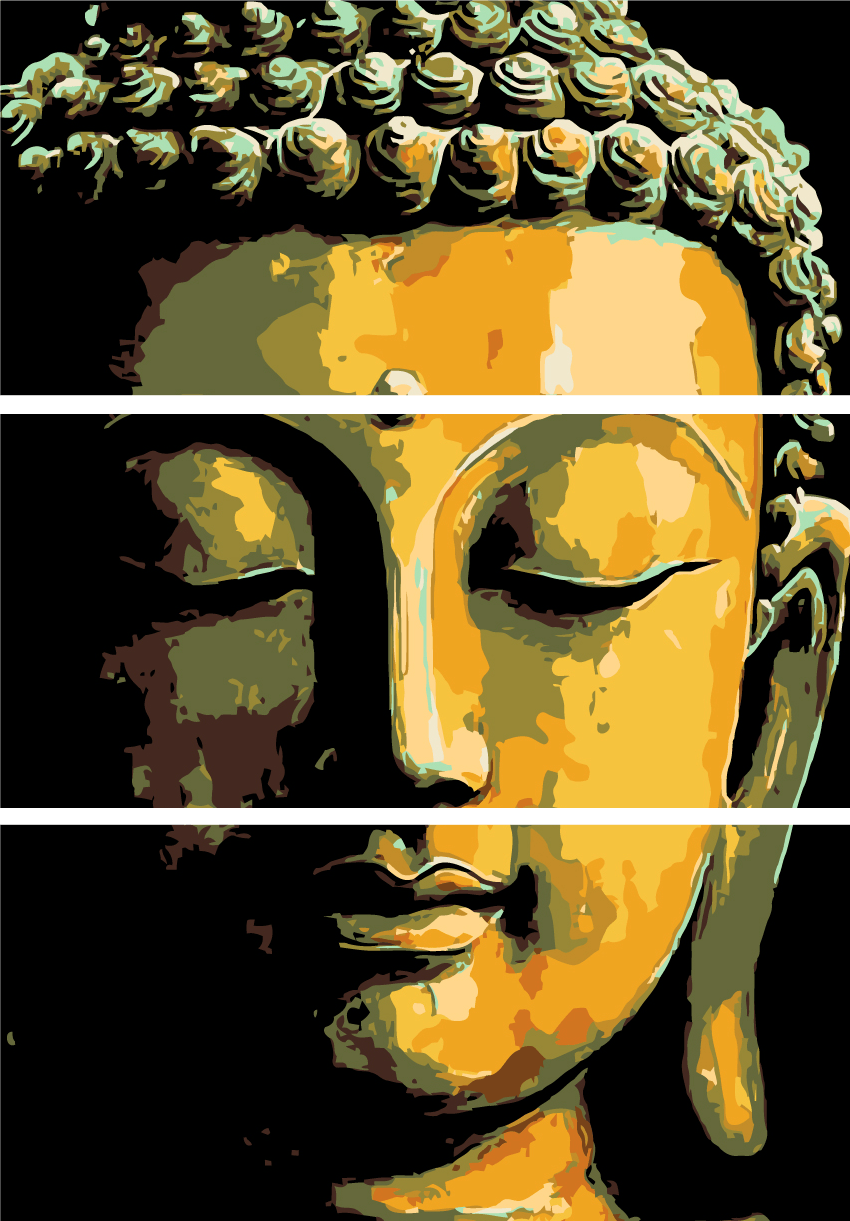 Malen nach Zahlen Schlafender Buddha Tradition - 3-teilig (Triptychon)