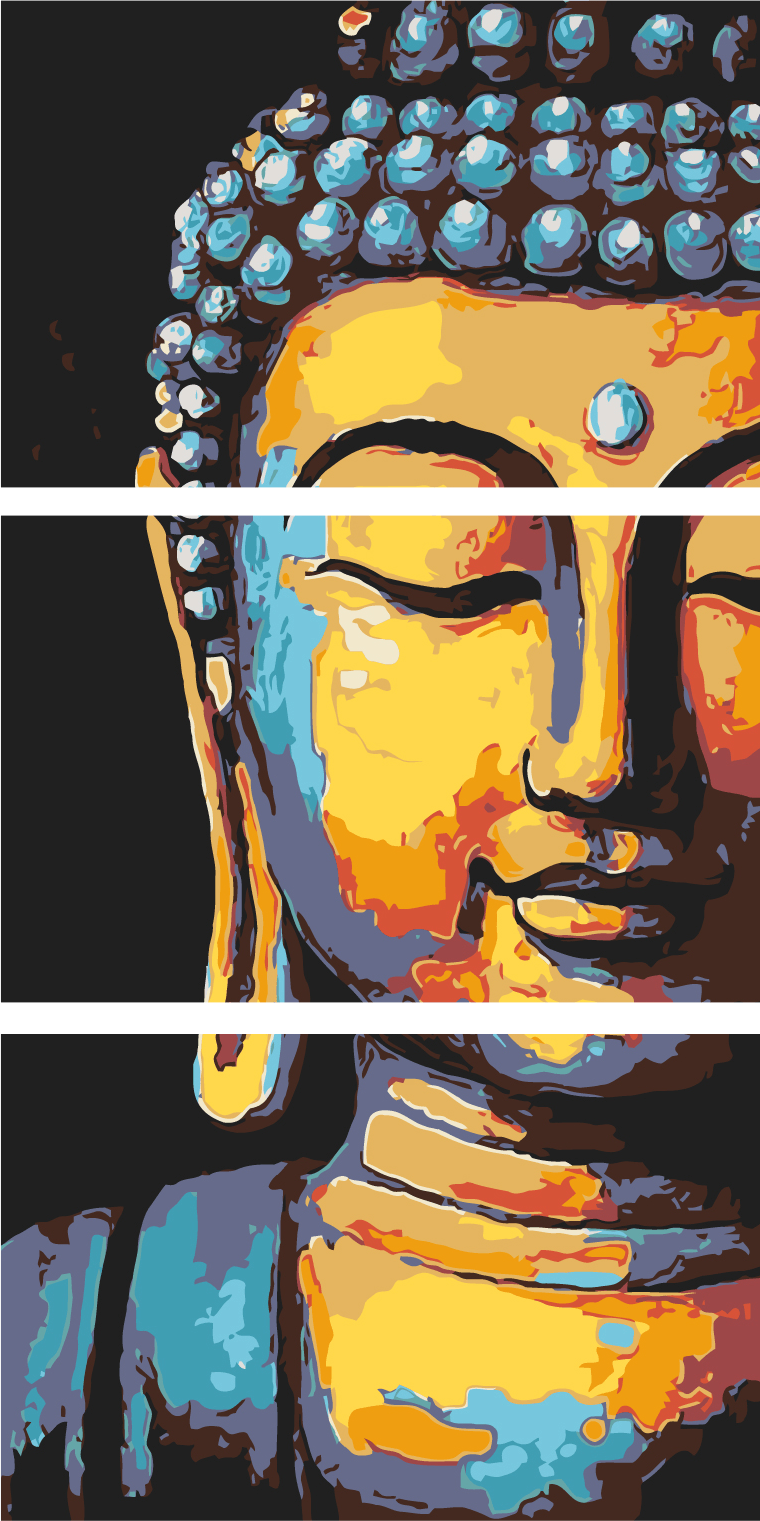 Grinding nach Zahlen Schlafender Buddha Tradition - 3 parts (Triptychon)