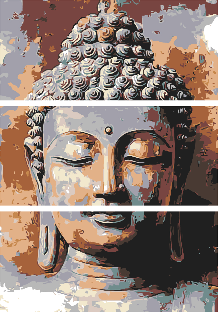 Grinding nach Zahlen Buddha Südostasien - 3 parts (Triptychon)