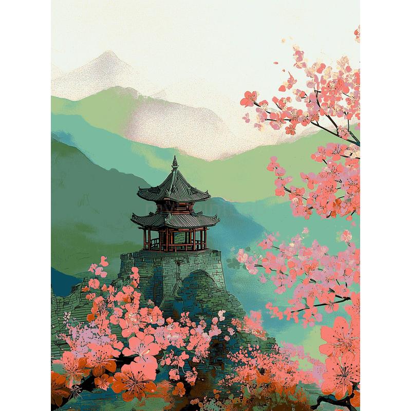 Grind after the flower garden with pavilion in China 2 parts