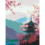 Painting by Numbers China Cherry Blossom Pagoda Landscape