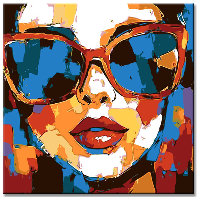 Malen nach Zahlen Moderne Kunst Frau mit Brille