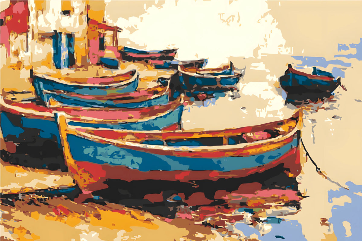 Paint by Numbers Art Boats at Sea