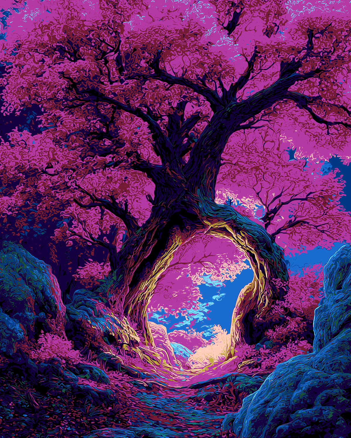 Paint-by-Numbers Fantasy Tree