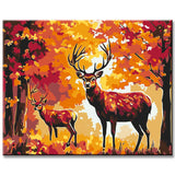 Malen-nach-Zahlen-Hirsche Herbstwald