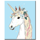 Malen-nach-Zahlen-Einhorn mit Blumen