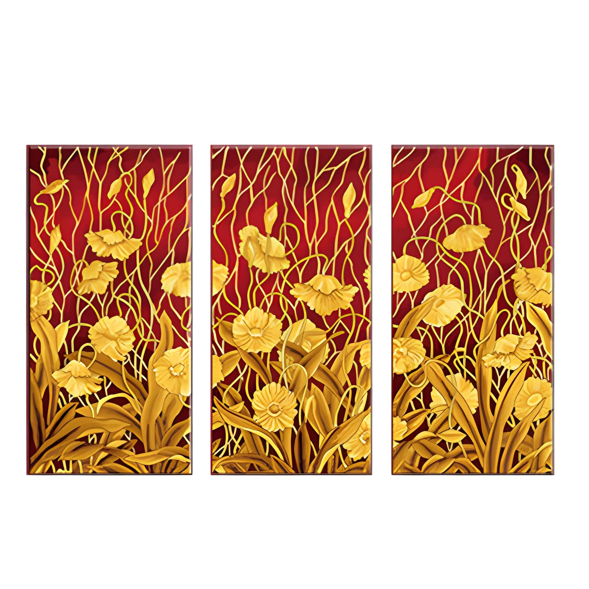 Painting by Numbers for Adults Small Yellow Flowers Triptych