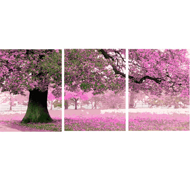 Malen nach Zahlen kirschblutenbaum triptychon