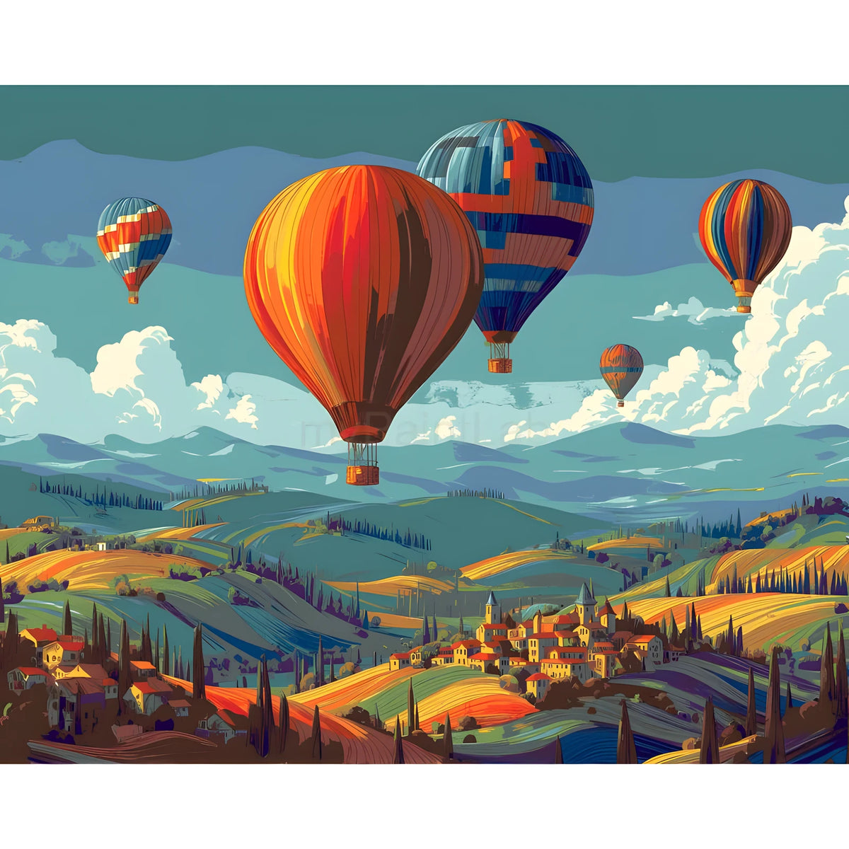 Malen nach Zahlen für Erwachsene Heißluftballons am Himmel