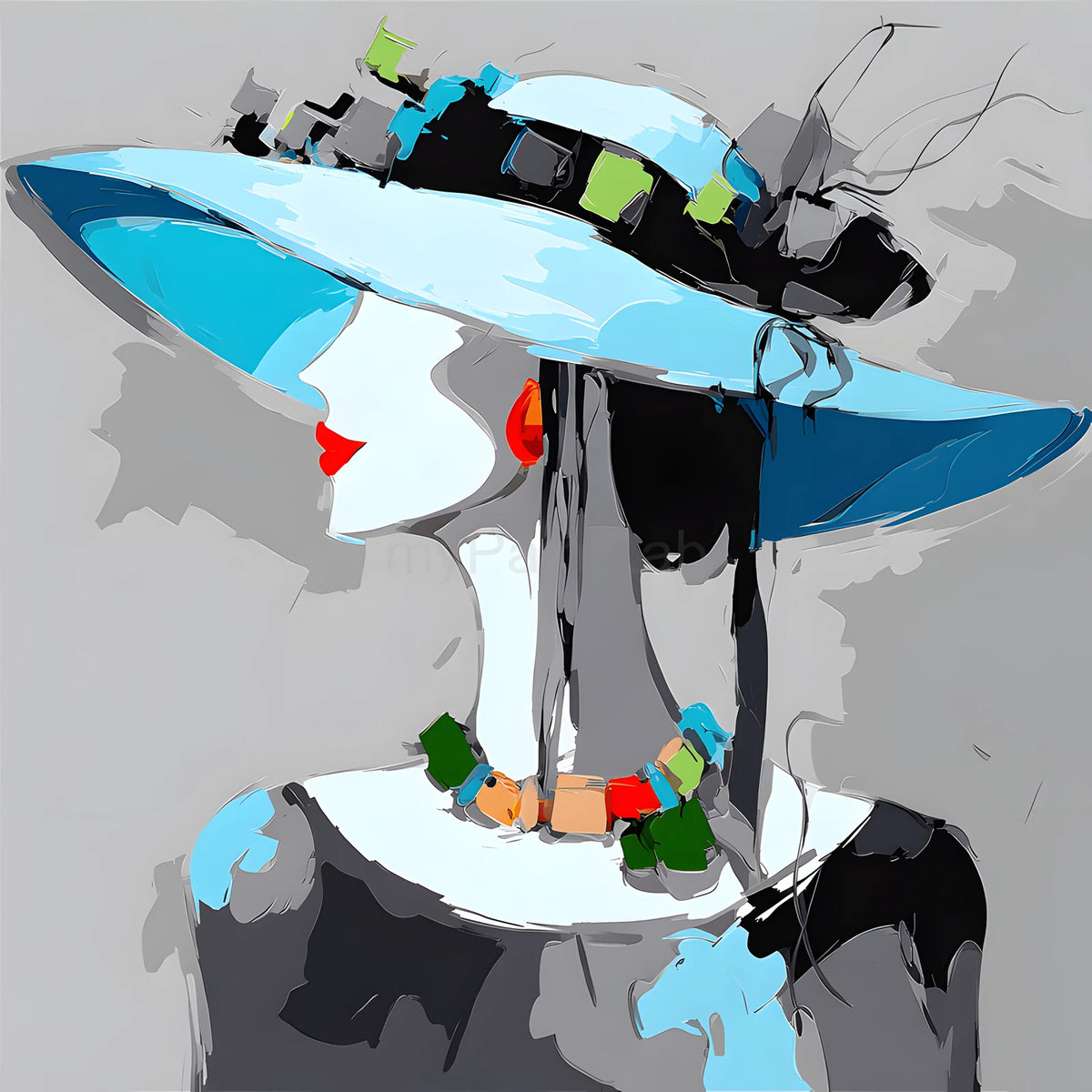 Paint by Numbers for Adults Woman with Blue Hat