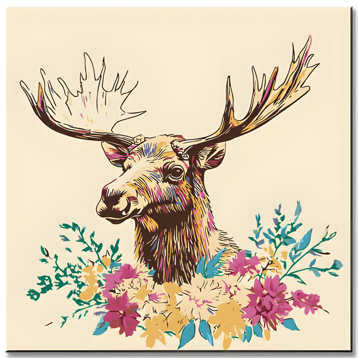 Grind after days for Erwachsene Tiere Elch rosa Blumen
