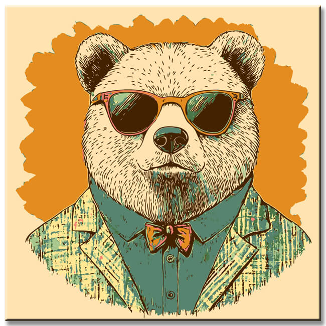 Malen nach Zahlen Bär mit Sonnenbrille