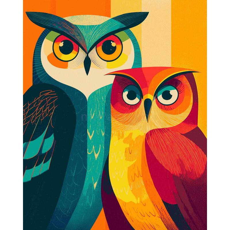 Malen nach zahlen bird eulen couple