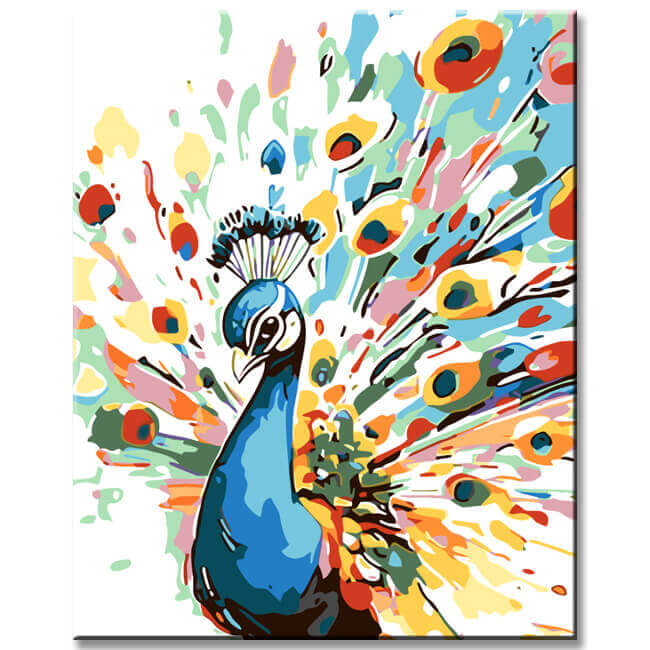 Malen nach Zahlen Pfau abstrakt