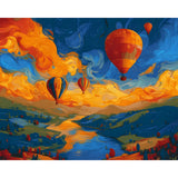 Malen nach Zahlen  Ballonflug über Berge Seen und Wiesen