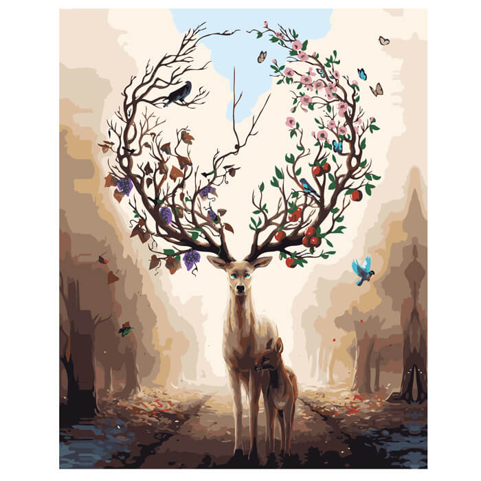 Malen nach Zahlen bunter hirschkopf abstrakt