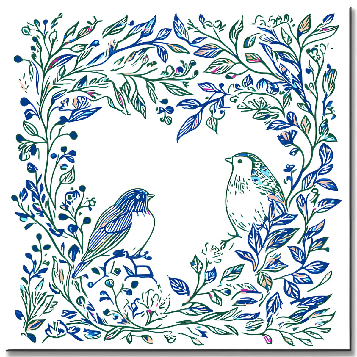 Grind nach Zahlen Pflanzen Vögel blau