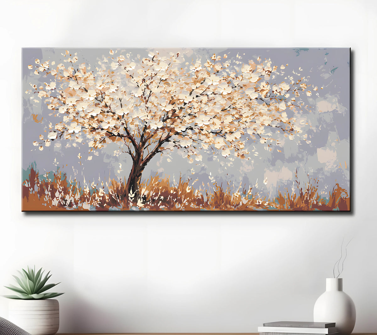 Malen nach Zahlen Baum weiß