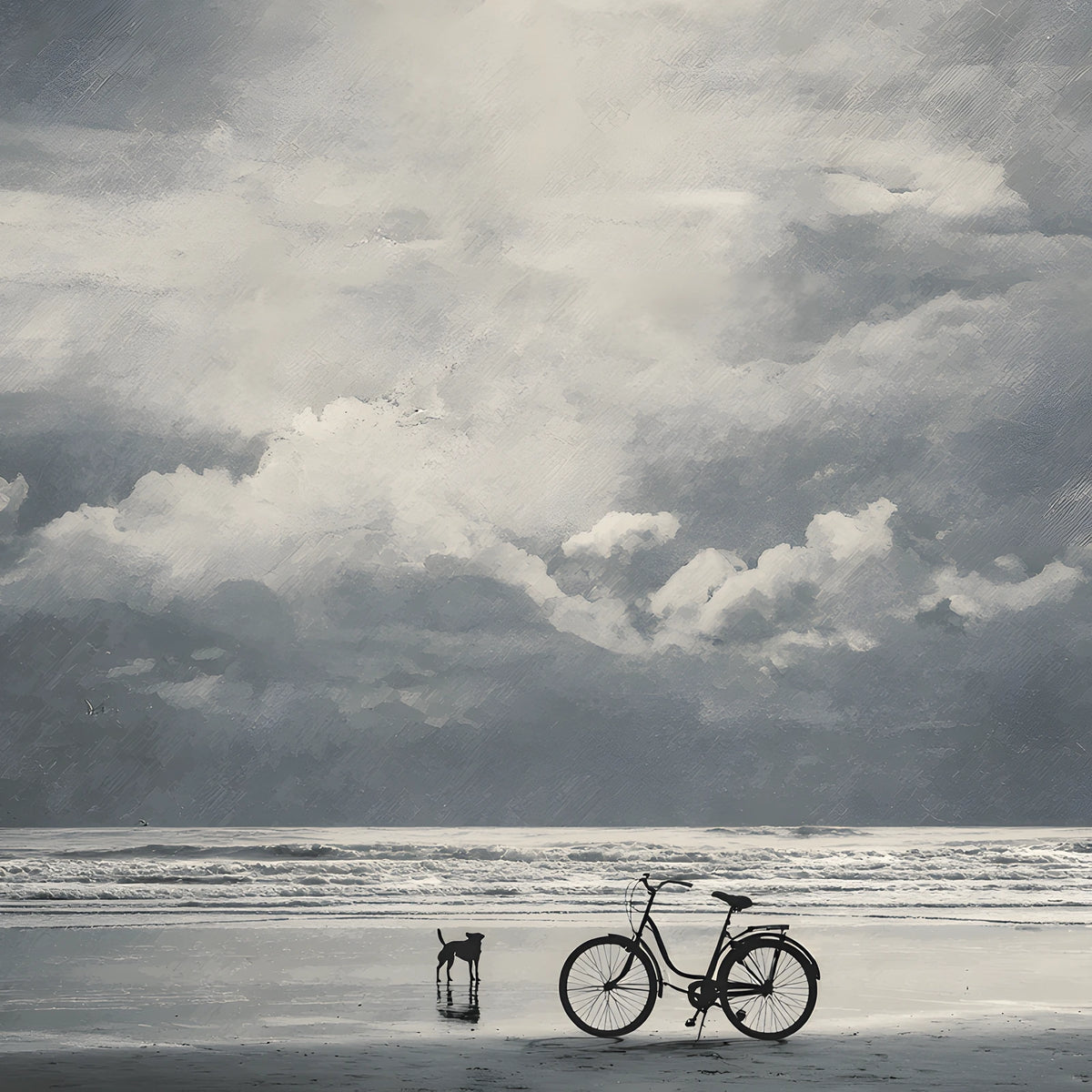 Malen nach Zahlen Fahrrad am Strand