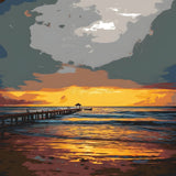 Grind nach Zahlen Sonnenuntergang Strand schwarz weiss