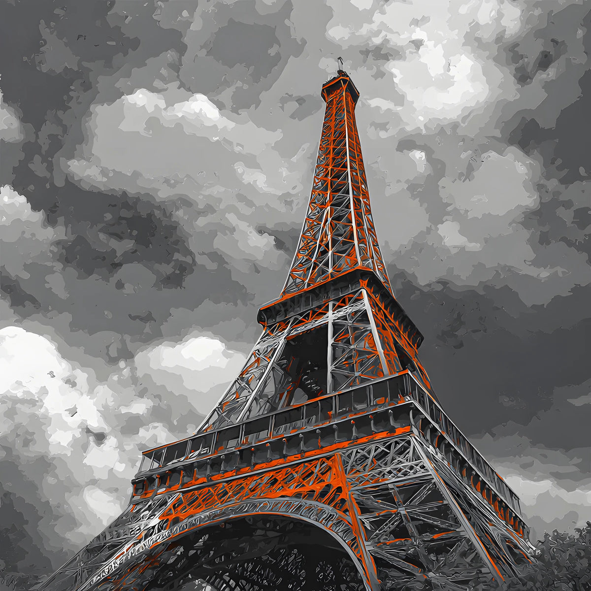 Malen nach Zahlen Eiffelturm Paris schwarzweiss