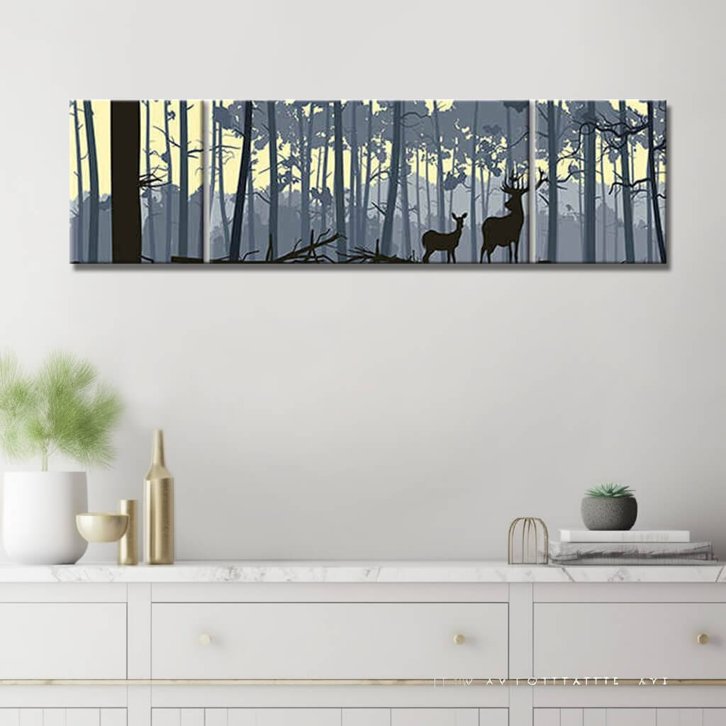 Malen nach Zahlen Wild im Wald - 3-teilig (Triptychon)-SS-518