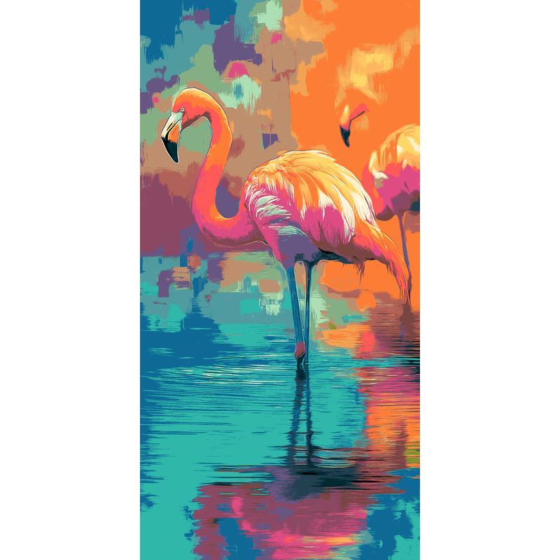 Painting by Numbers Flamingo Couple in the Green in the Green