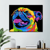 Malen nach Zahlen Hund Mops Regenbogen bunt