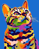 Painting by Numbers Cat in Rainbow Colors Animal Art
